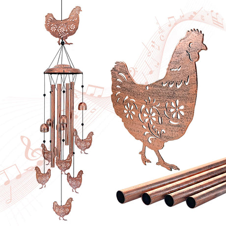 Chicken Wind Chimes for Outside,Chicken Gifts for Women/Men/Sympathy Gift/Memorial Gifts/Birthday Festival Gifts Metal windchimes Outdoors/Indoors,Patio Decor,Garden Decor,Home,Yard Decor EZTZEN