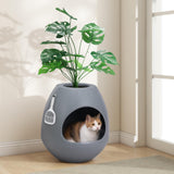 Eggloa6 Hidden Litter Box - Plant Litter Box Enclosure with Artificial Plants, DIY Cat Litter Box Furniture Extra Large (Grey) COZIWOW