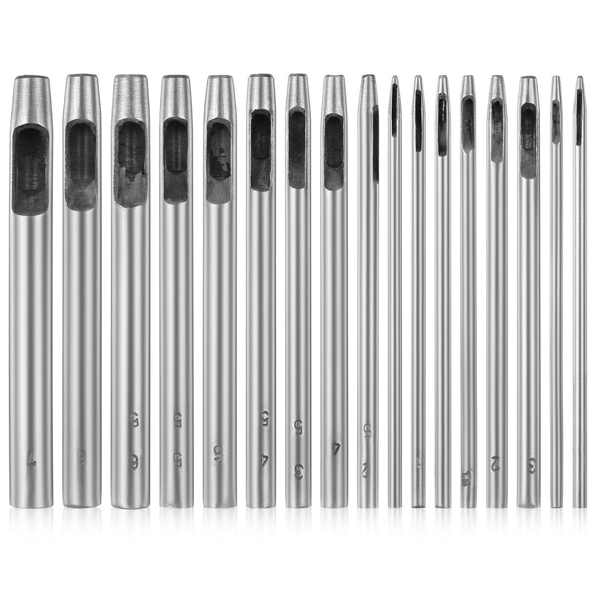 17 PCS Leather Hole Punch, 0.5-7mm Hollow Punch Set Metal Round Leather Punches, Belt Hole Puncher for Belts, Watch Band, Paper, Plastic Aeaocvo