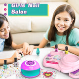 Amagoing Nail Polish Set for Girls Ages 7-12, Kids Nail Art Studio Kit, Non Toxic Quick Dry Nail Polish, Nail Dryer, Storage Desk, Glitter, Cool Girls Stuff, Birthday Gifts Ideas 8 9 10 11 Years Old Amagoing