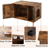 Timberer Cat Litter Box Enclosure, Litter Box Furniture Hidden with Removable Divider, Wooden Cat Washroom Furniture, Indoor Cat House, Rustic Brown Timberer