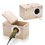 Hiceeden 2 Pack Parakeet Nest Box, Natural Wood Bird Nesting Box, Small Bird House Breeding Box for Budgie Lovebirds, Cockatiel, Parrots Mating, Aviary, 7.7×4.7×4.7 Inches Hiceeden