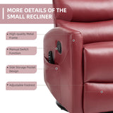 PELUMY Manual Recliner Chair with Heat & Vibration Massage, 360° Swivel Rocker Recliner with 155° Recline and Lumbar Heat, Compact Recliner for Living Room & Small Spaces (Breathable Leather, Red) PELUMY