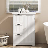 Tangkula White Freestanding Bathroom Floor Cabinet with 3 Drawers and Adjustable Shelf Tangkula