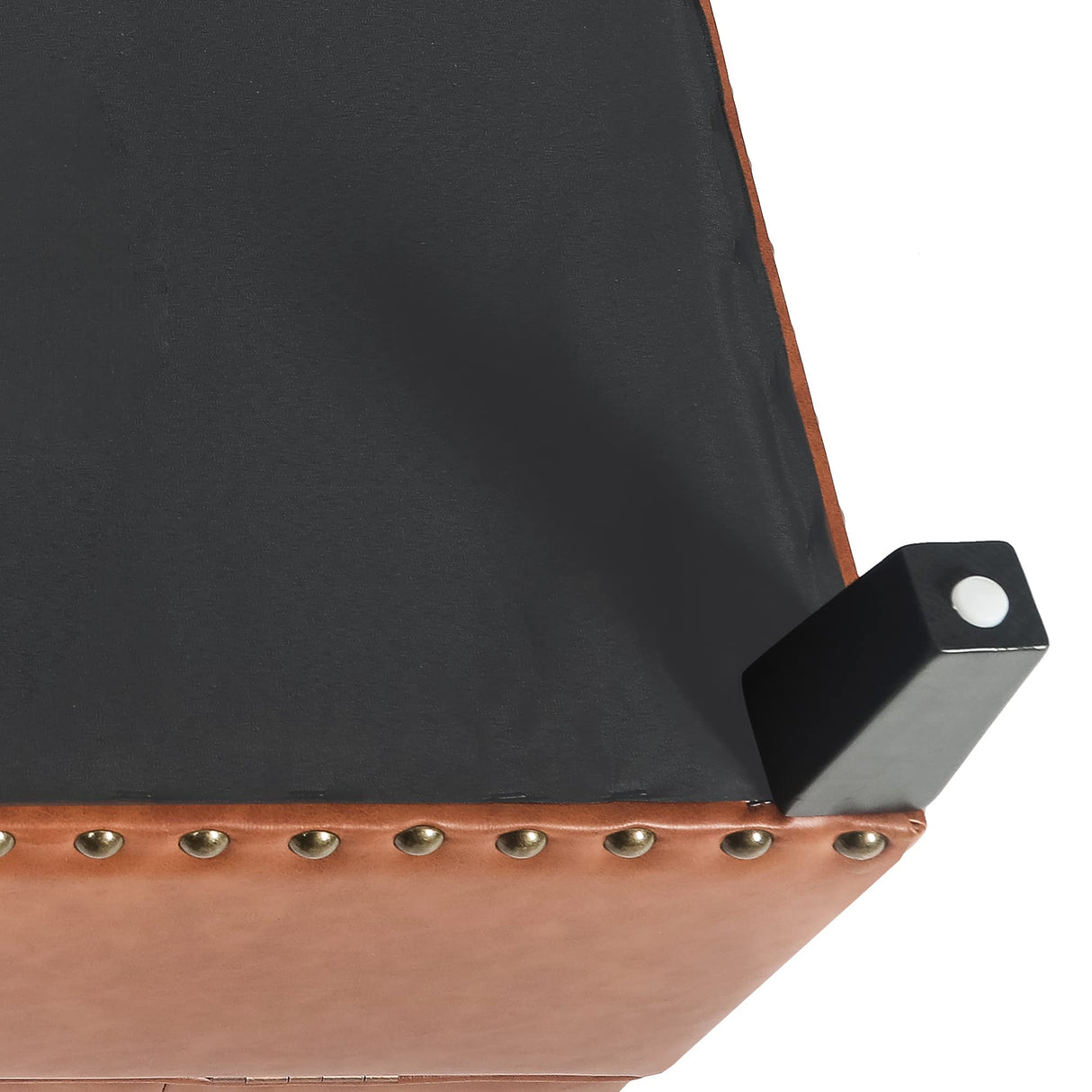 Homebeez Faux Leather Storage Ottoman Bench, Square Coffee Table Footstool Footrest with Wood Legs for Living Room (Cognac Brown) Homebeez