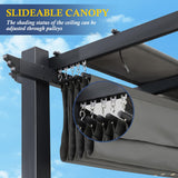 ONLYCTR 10'X10' Outdoor Retractable Pergola, Aluminum Outdoor Pergola with Retractable Sun Shade Canopy, Heavy Duty Pergolas Shelter Pergola for Garden, Porch, Poolside, Backyard BBQ ONLYCTR