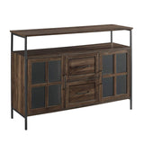 Walker Edison Furniture AZU48RAD3DDW Industrial 3-Door Buffet Sideboard for Kitchen-Dining Room, 48, Dark Walnut Walker Edison