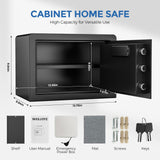 WASJOYE Security Home Safe Box - 1.0 Cu Ft Cabinet Safe Box with Digital Keypad Safety Key Lock, Fireproof Safe Box for Home Business Office Hotel Money Document Jewellery Passport Gun Storage WASJOYE