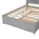 Harper & Bright Designs Full Size Bed Frame with Trundle, Full Size Platform Bed with Twin Trundle Under, Grey Harper & Bright Designs
