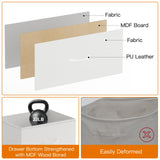 Fixwal 55 Inch Dresser TV Stand with Power Outlets and LED Lights, White Long Dresser for Bedroom with 7 Fabric Drawers, Large Dresser TV Stand for Up to 65 Inch TV, Chest of Drawers for Bedroom White Fixwal