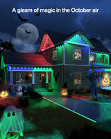 ASAHOM AI Permanent Outdoor Lights S107B, 100FT with 72 RGBCW LED Lights and Dual Output, 30,000 Lighting Effect Combination, IP67 Waterproof for House Halloween Christmas and Daily Decoration, White ASAHOM
