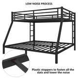 mikibama Queen Over King Bunk Bed,Metal Heavy Duty Bunk Beds for Adults,Queen Bunk Bed with Inclined Ladder,Industrial Bunkbeds for Kids,Adult,Small Spaces,Space Saving. (New Black, Queen Over King) mikibama