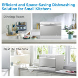 Midea MDC22P2ASS Energy Star Portable Dishwasher, 6 Place Settings & 6+2 Washing Programs.Most of The Cleaning Cycles, Including Auto, Heavy, Normal, Delicate, ECO, Quick and Rinse, White Midea