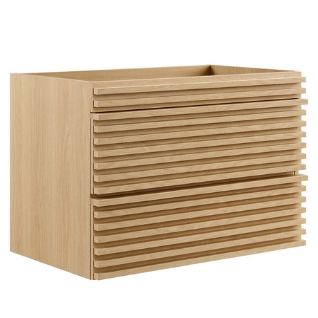 Modway Render 30" Wall-Mount Bathroom Vanity in Oak-Sink Basin Not Included, 30 Inch Modway