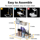 Ceetug Under Sink Organizers and Storage 2 Tier Slide Out Kitchen Cabinet Organizer Sturdy Metal Bathroom Storage (White, 1 Pack) Ceetug