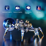 Mostarle Crystal Lamp Jumping Spider 3D Metal Puzzle, Arcynix DIY Model Kit Sci-Fi Mechanical Spider Steampunk Decor, Creative Gift & Futuristic Home Décor for Adults & Teens Arcynix