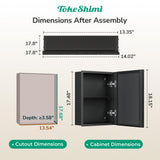 TokeShimi 14 x 18 Recessed Medicine Cabinet, Assembly Required, Black Bathroom Medicine Cabinet with Mirror, Stepless Adjustable Shelves, Tempered Glass, Beveled Aluminum Frame TokeShimi