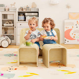 Costzon Kids Table and Chair Set, 4 in 1 Wood Activity Table, Bench, Storage Shelves, Desk for Children Reading, Arts, Crafts, Snack Time, Playroom, Fully Assembled, Toddler Table & Chair Set, Natural Costzon