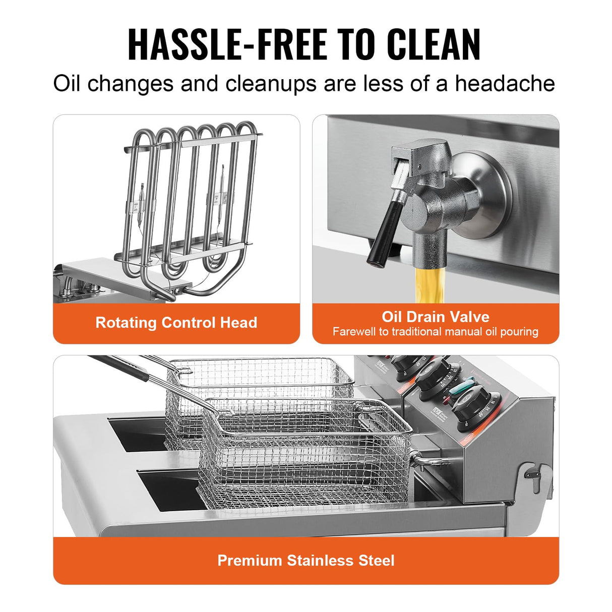 VEVOR Commercial Deep Fryer, Dual Tank 3000W Electric Countertop Fryer with Basket, 2 x 11.6Qt/11L Double Stainless Steel Oil Fryer with Oil Filtration, Time & Temp Control, for Kitchen Restaurant Use VEVOR