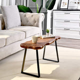 WELLAND Wood Entryway Bench with Metal Legs, Mid-Century Modern Bench for Living Room, Indoor, Porch, Farmhouse WELLAND