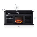 BELLEZE Modern 60" Traditional TV Stand with 18" Electric Fireplace Heater & Media Entertainment Center Console Table for TV up to 65" with Open Storage Shelves & Cabinets - Cayman (Rustic Grey) BELLEZE