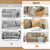 VINGLI 63.5" Comfy Small Upholstery Love Seat Couch with Soild Rubber Wood Frame, 2 Seater Mid Century Linen Fabric Loveseat Sofa, Mini Couch with Two Pillows for Small Spaces, Bedroom, Khaki VINGLI
