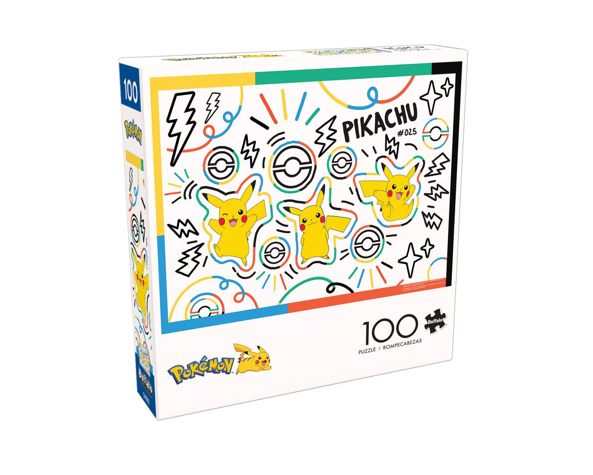 Buffalo Games - Pokemon -: Doodle Pikachu - 100 Piece Jigsaw Puzzle for Families -Challenging Puzzle Perfect for Game Nights - Finished Size is 15.00 x 11.00 Buffalo Games