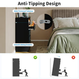 MilleLoom 4 Drawer Dresser with Charging Station and LED Lights, Modern Chest of Drawers with Power Outlet, Organizer Cabinet for Bedroom, Living Room, Entryway, Black MilleLoom