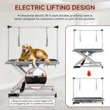 PUPIHOM 50‘’ Electric Lift Pet Dog Grooming Table for Small Medium Large Dogs, Heavy Duty Professional Large Drying Table with Adjustable H-Shape Arms, Heavy Duty Height Adjustable, Foot Control PUPIHOM