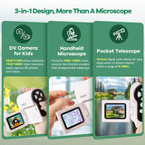 Hideal HP20 IPS Microscope for Kids: [3-in-1] [Easy and Fun] 2" Portable Handheld Microscope Miniscope, Pocket Mini Scope Educational Science Kit, Christmas Birthday Gifts for Kids, 32GB, White Hideal