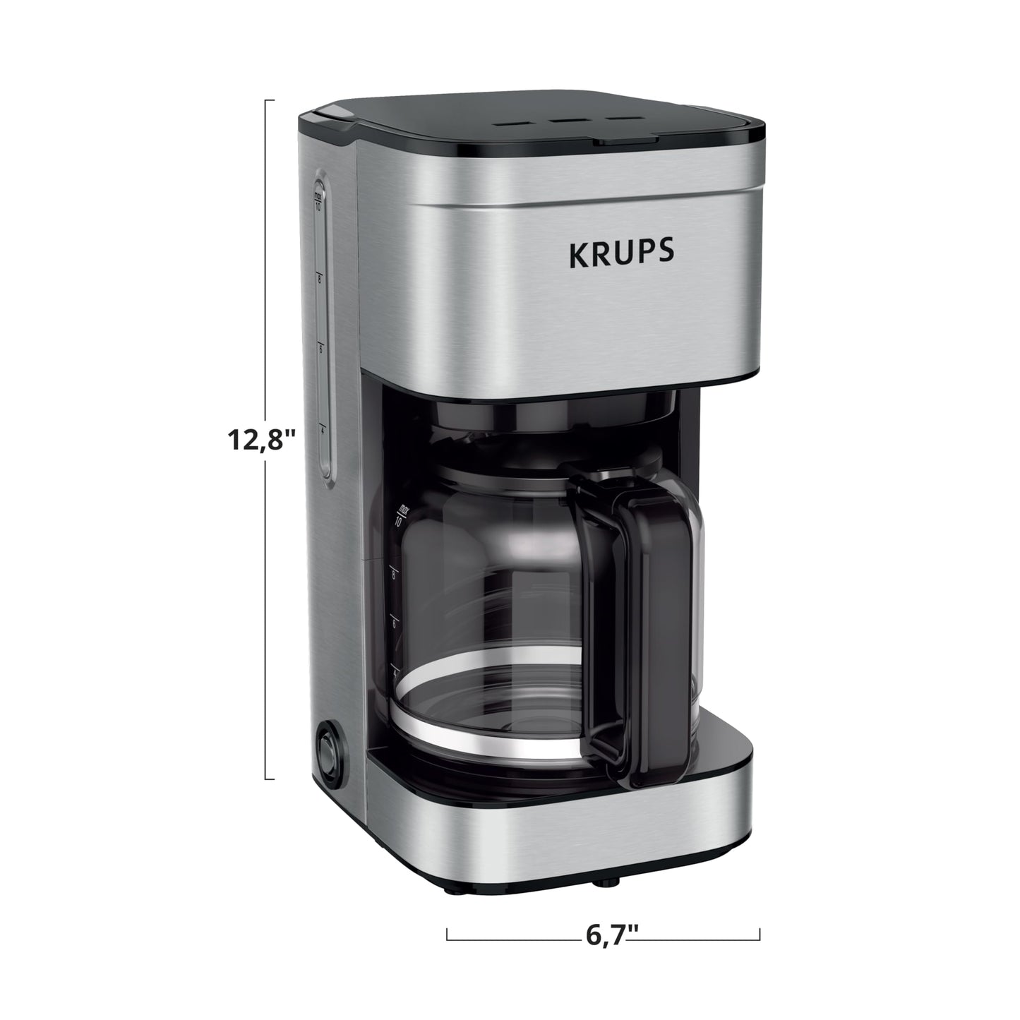 KRUPS Coffee Maker 10 Cups Simply Brew Stainless Steel Drip Coffee Maker, 900 Watts Coffee Filter, Drip Free, Dishwasher Safe Pot Silver and Black