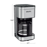 KRUPS Coffee Maker 10 Cups Simply Brew Stainless Steel Drip Coffee Maker, 900 Watts Coffee Filter, Drip Free, Dishwasher Safe Pot Silver and Black KRUPS