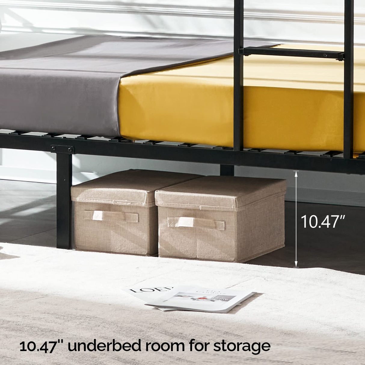 VINGLI Bunk Bed Twin Over Twin for Kids, Teens & Adults Bunk Bed with Stairs & Flat Rungs, Heavy Duty Metal Slats, No Box Spring Needed, Black VINGLI