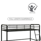 DHP Jett Junior Twin Metal Loft Bed, Black DHP