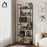 NEFROM Book Shelf, Adjustable 6-Tier Tall Bookshelf, Wooden Bookcase Shelves for Bedroom, Living Room, Display Shelf for Home, Office, Kitchen, Standing Shelving Unit Storage Organizer BC-BR-6 NEFROM