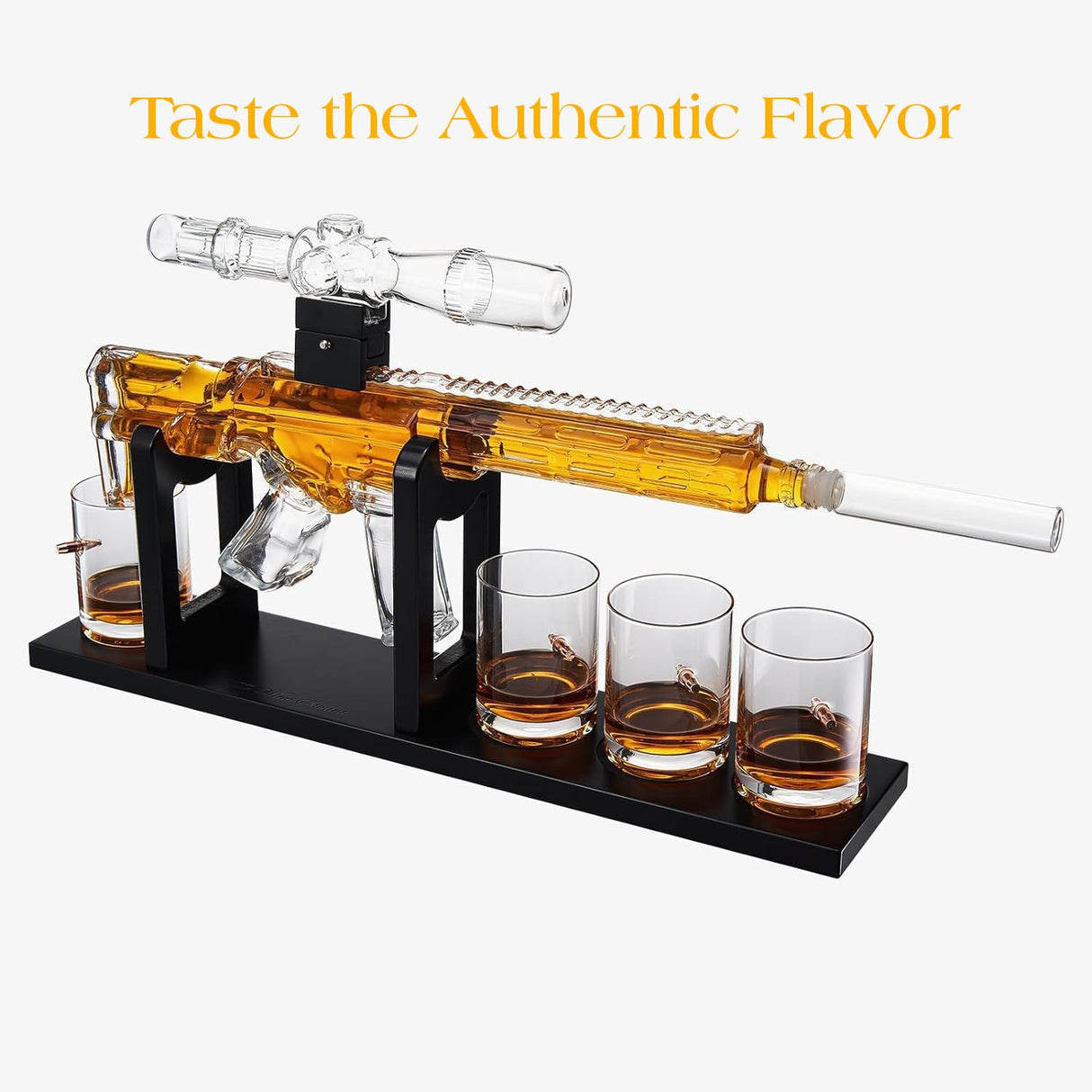 Gifts for Men Dad, Gun Whiskey Decanter Set - Scope Glass AR Limited Edition, Silencer Stopper, 800ml & 12oz Bullet Glasses - Winter, Father's Day, Birthday Gift, Drinking Party, Liquor, Vodka Gifts The Wine Savant