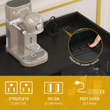 DWVO Wine Bar Cabinet with Led Lights & Power Outlets, 53" Coffee Bar Cabinet for Liquor and Glasses, Modern Buffet Sideboard with Storage Cabinet for Kitchen, Dining & Living Room, Black DWVO