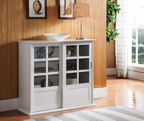 Kings Brand Furniture Holmes White Wood Curio Cabinet with Glass Sliding Doors Kings Brand Furniture