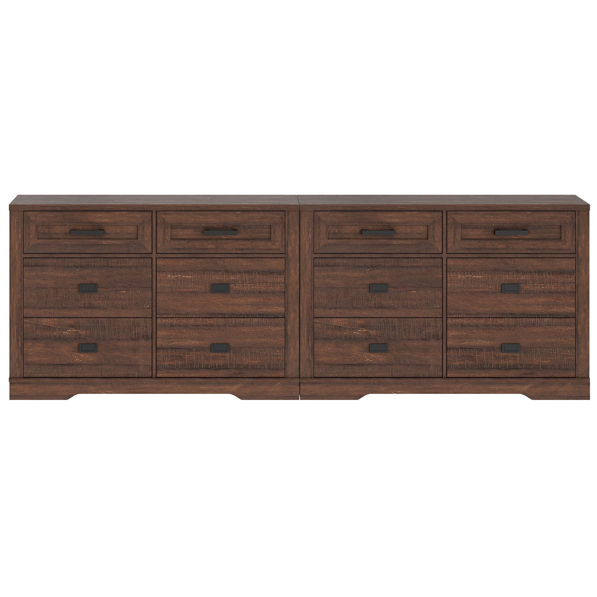 WAMPAT Dresser for Bedroom with 12 Drawers, 2 Pack 6 Drawer Chest with Metal Handles, 94.5 inch Wide Solid Wood Nursery Dresser,Rustic Brown WAMPAT