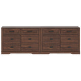 WAMPAT Dresser for Bedroom with 12 Drawers, 2 Pack 6 Drawer Chest with Metal Handles, 94.5 inch Wide Solid Wood Nursery Dresser,Rustic Brown WAMPAT