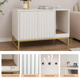 Halitaa Litter Box Enclosure, Modern Cat Litter Box Furniture Hidden Litter Box with Scratch Pad, Cat Washroom House End Table, Entryway Bench for Livingroom (White) Halitaa