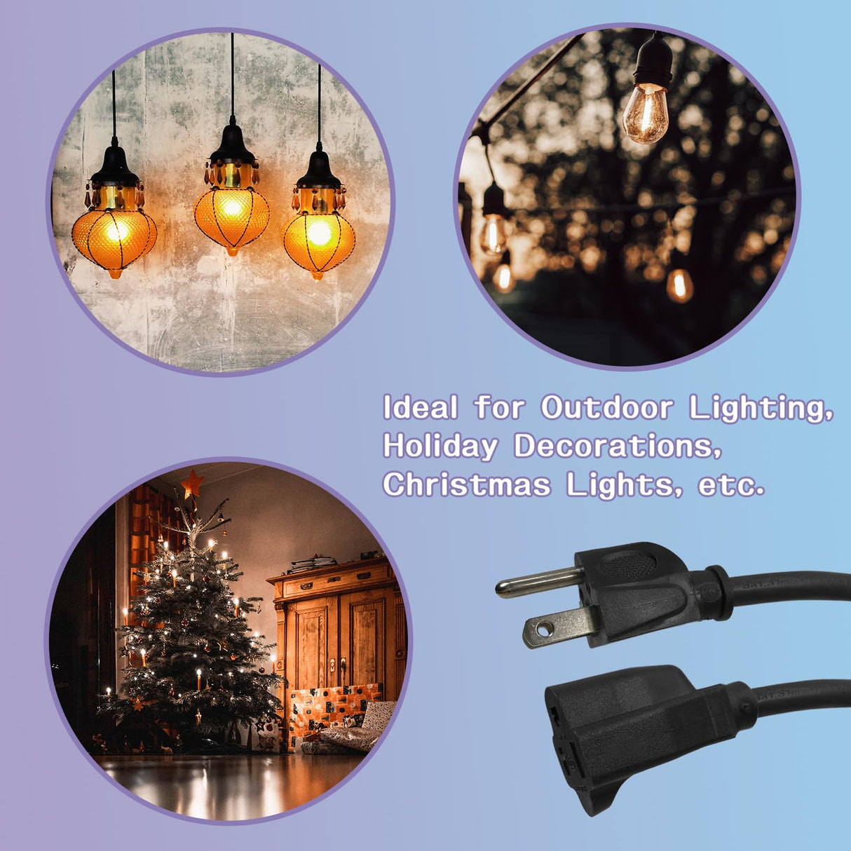 GREATIDE Indoor Outdoor Extension Cord 75 FT, 16/3 SJTW Weatherproof Black Electrical Cords, 13 AMP Heavy Duty 3 Prong Power Cable Great for Garden, Landscaping & Holiday Decorations GREATIDE