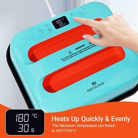 MECOLOUR Heat Press Machine for T-Shirts 12"X10", Heat Transfer Machine 110V for Sublimation,Tote Bags,Pillows,Dresses, Fast Heating, High Pressure, Precise Temperature Control, Insulated Safety Base MECOLOUR