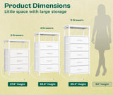 Huuger White Dresser with 5 Drawers & Charging Station, Tall Dresser for Bedroom, Tall Night Stand with PU Leather Finish, Open Shelf, Nightstand for Bedroom, Closet, Hallway, Entryway Huuger