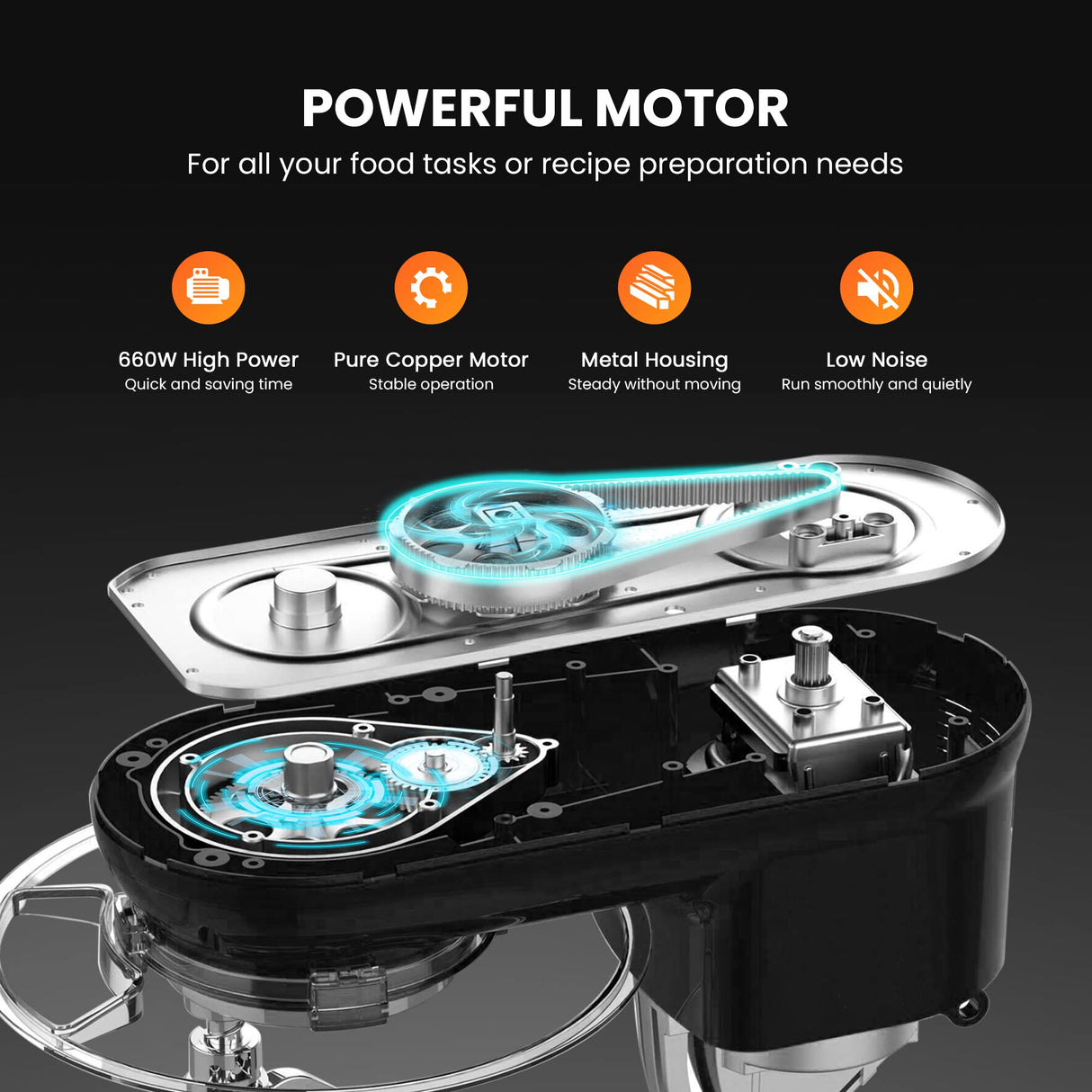 VIVOHOME Stand Mixer, 660W 10 Speed 6 Quart Tilt-Head Kitchen Electric Food Mixer with Beater, Dough Hook, Wire Whip and Egg Separator, Black VIVOHOME