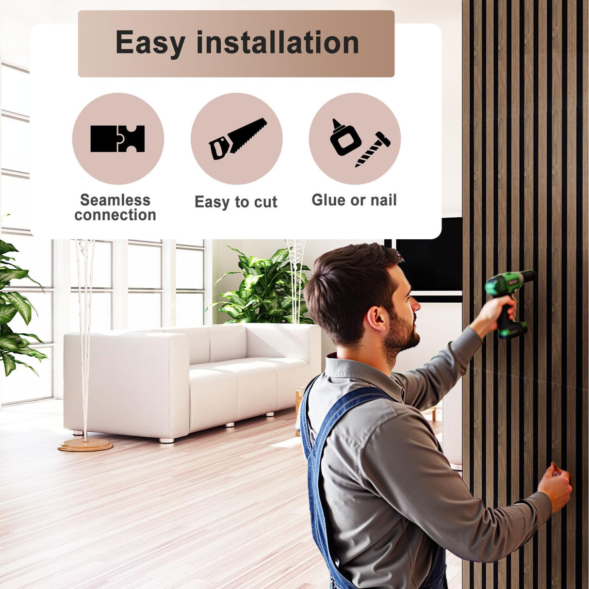 Acoustic Wood Slat Wall Panels, 4-Pack – 23.6 x 23.6 x 0.7 Inches, Sound Absorbing Wood Wall Panels for Stylish Interiors – Covers 15.5 Sq. Ft. (4# Walnut) JUWEI DIRECT