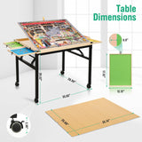Puzzle Table with Drawers and Folding Metal Legs 1500 Pieces Jigsaw Puzzle Table with Cover 3-Tilting-Angle Portable Wooden Jigsaw Puzzle Board Easy to Move Birthday Gift for mom JoyPcsTable