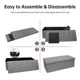 GLAXYFUR 43.3 inches Folding Storage Ottoman Bench Storage Chest Footrest for Bedroom, Entryway and Living Room, Holds up to 660 lb Dark Grey GLAXYFUR