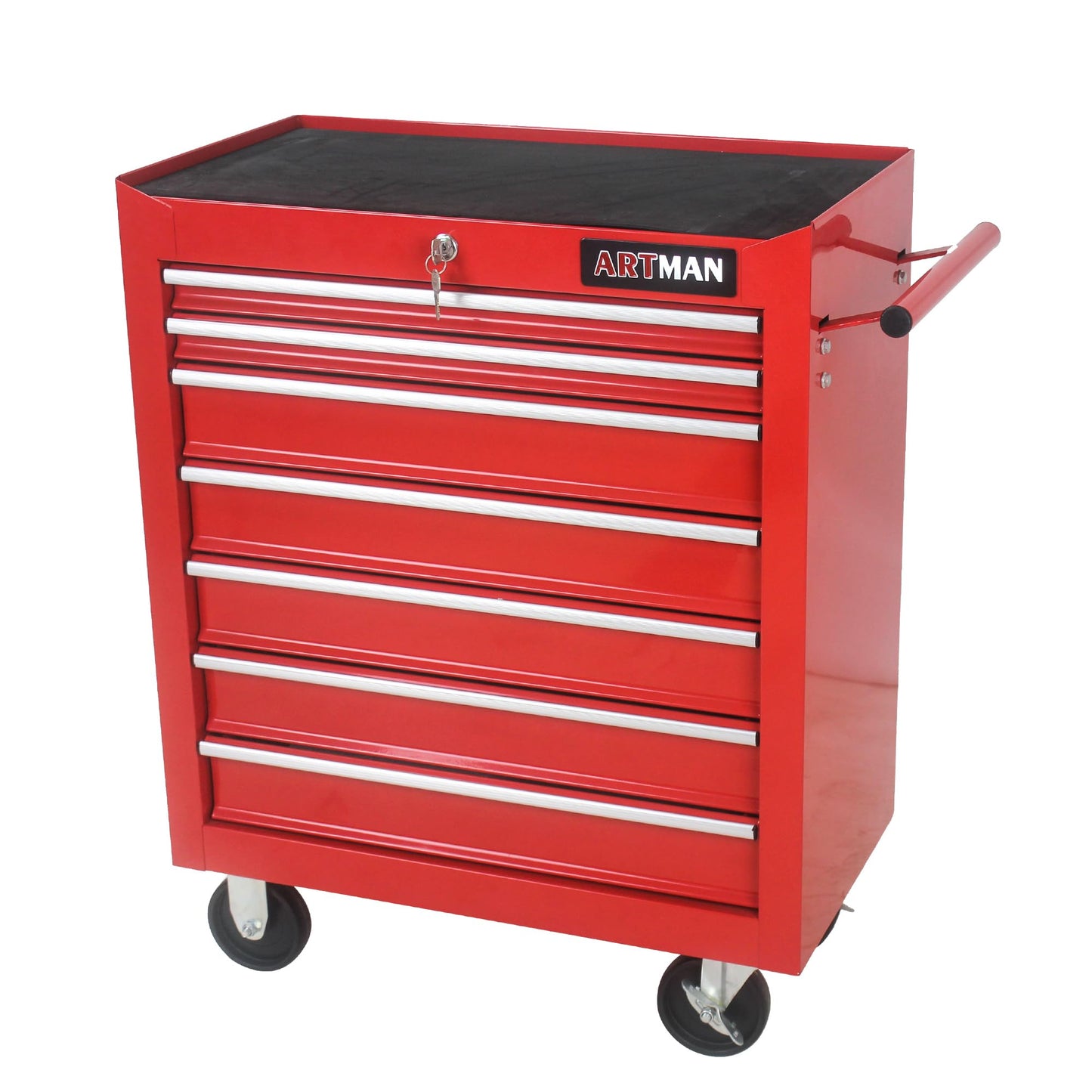 lunhung 7-Drawer Metal Rolling Tool Chest with Wheels,Tool Storage Cabinet With Locking System,Multifunctional Tool Cart with Wheels for Garage, Warehouse, Workshop, Repair Shop (Red) - WoodArtSupply