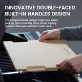 ROCKSHEAT Pizza Stone, 15"x12" Rectangular Pizza Stone for Oven Grill BBQ, Cordierite Baking Stone for Bread, Unique Built-in 4 Handles Cooking Stone ROCKSHEAT